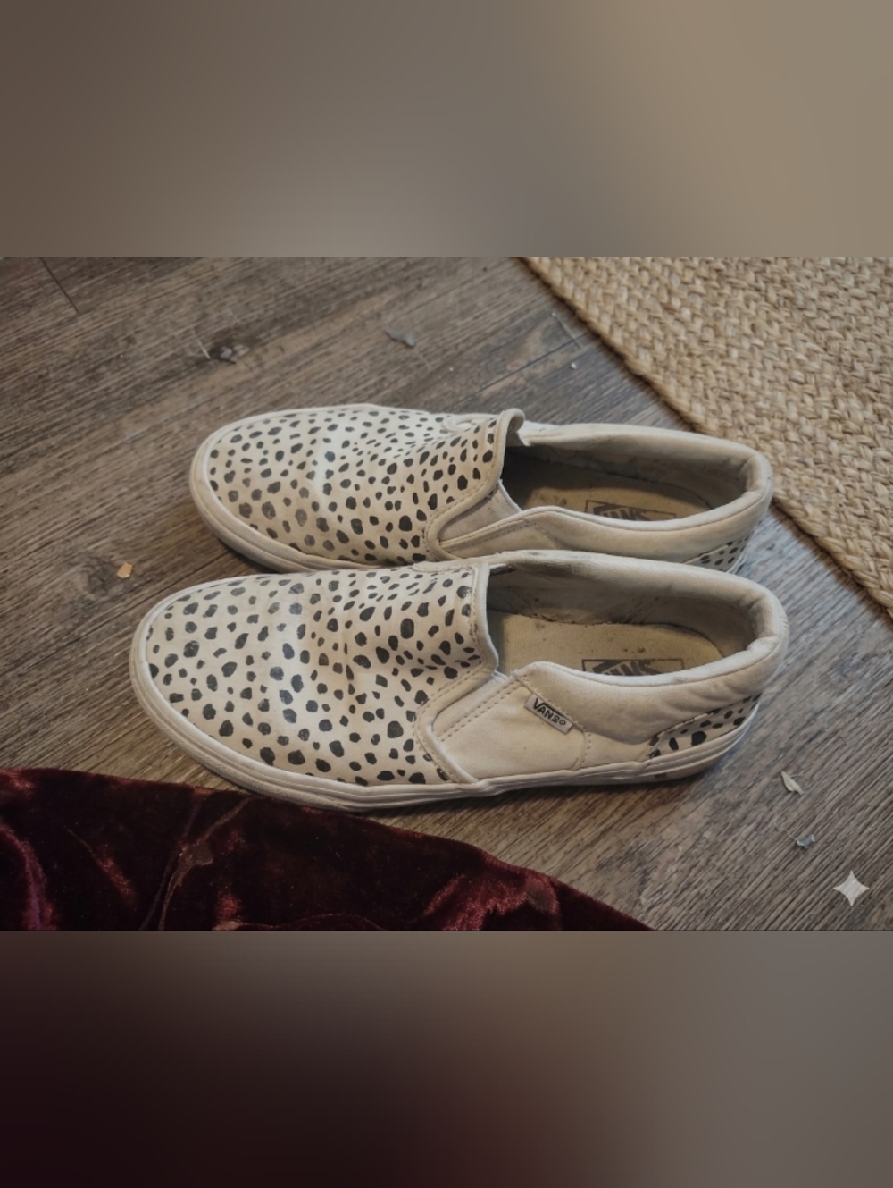 Vans Classic Slip-On Dalmatian Print Black & White Canvas Shoes Size 5 Missy